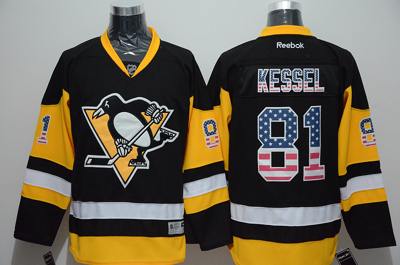 Pittsburgh Penguins 81 Phil Kessel Black usa flag men nhl ice hockey jerseys