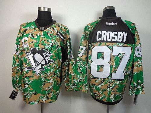 Pittsburgh Penguins 87 S.Crosby green camo men nhl ice hockey  jerseys