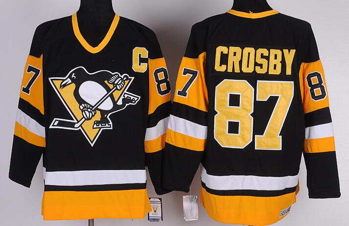 Pittsburgh Penguins 87 Sidney Crosby Black reebok men nhl ice hockey  jerseys