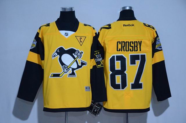 Pittsburgh Penguins 87 Sidney Crosby Stitched yellow men nhl ice hockey  jerseys