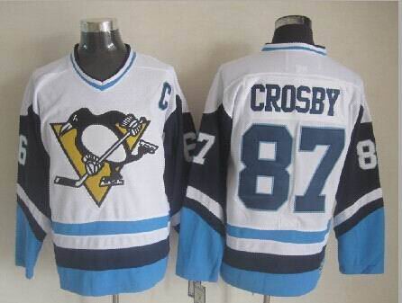 Pittsburgh Penguins 87 Sidney Crosby throwback White blue men nhl ice hockey  jerseys CCM