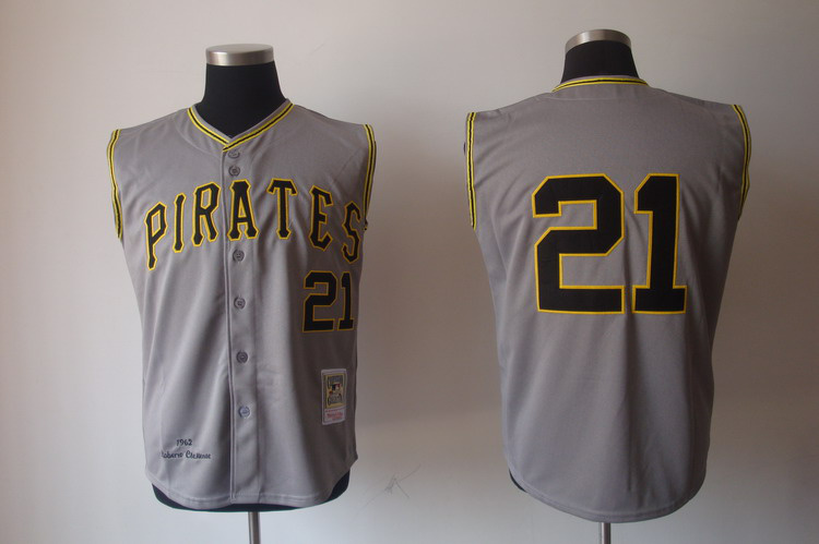 Pittsburgh Pirates 21 Clemente throwback Grey men baseball MLB Jerseys