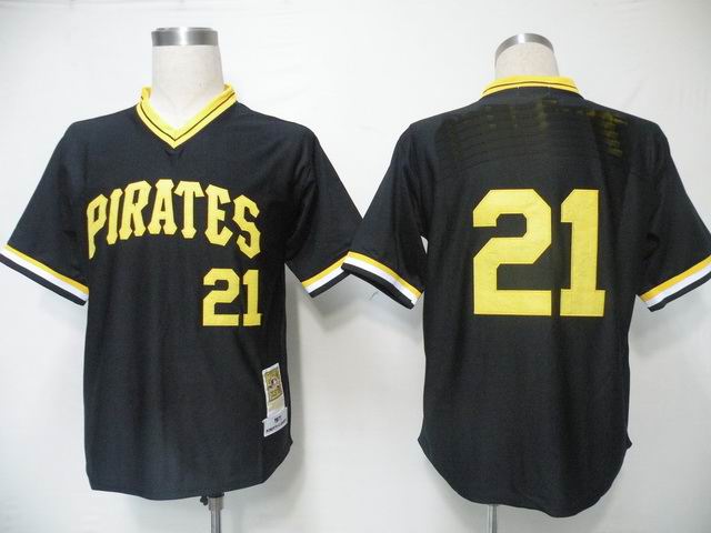 Pittsburgh Pirates 21 Roberto Clemente Black men baseball MLB Jerseys