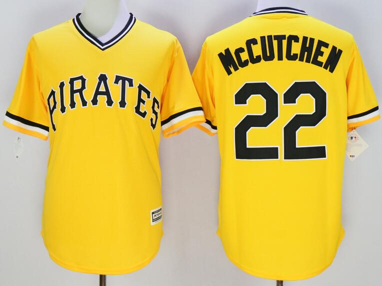 Pittsburgh Pirates 22 Andrew McCutchen yellow men mlb baseball jerseys