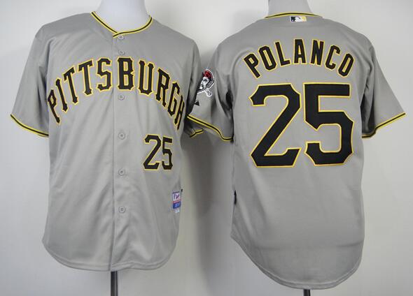 Pittsburgh Pirates 25 Gregory Polanco gray baseball mlb jersey