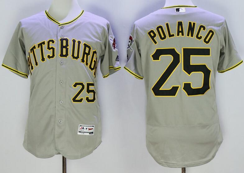 Pittsburgh Pirates 25 Gregory Polanco grey men baseball mlb Jerseys