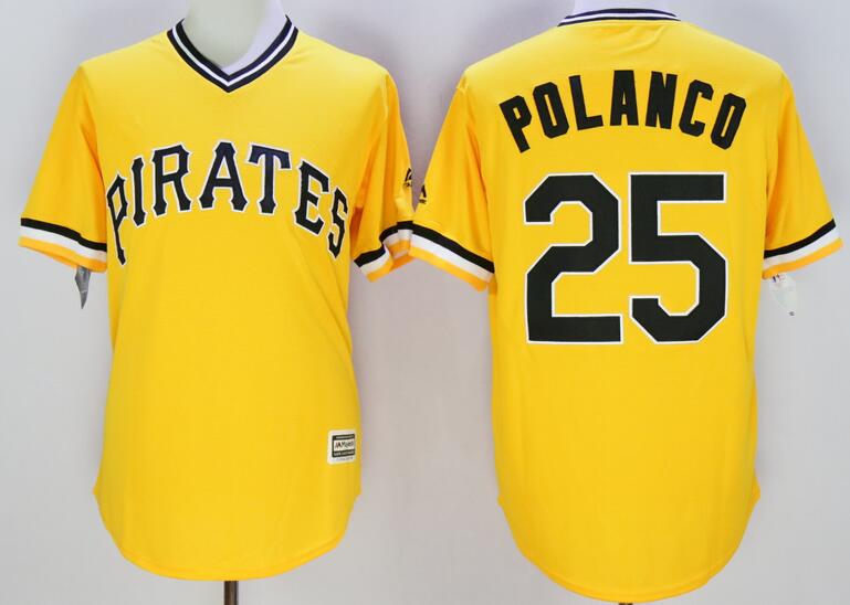 Pittsburgh Pirates 25 Gregory Polanco throwback yellow baseball mlb jersey