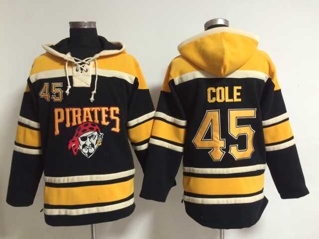 Pittsburgh Pirates Gerrit Cole #45 black yellow Baseball Hooded Sweatshirt