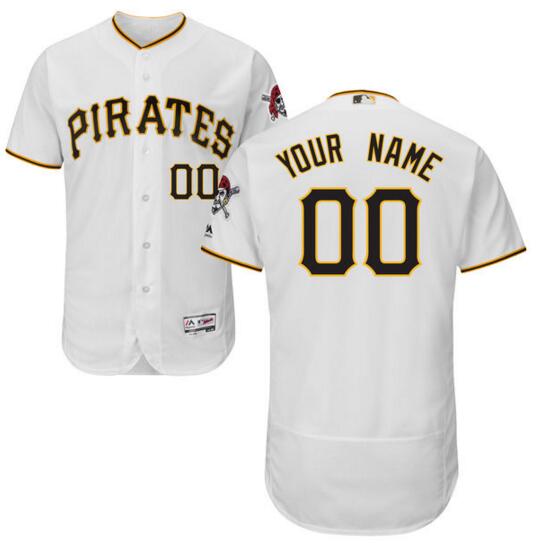 Pittsburgh Pirates Majestic Home White Flex Base Authentic Collection Custom Jersey