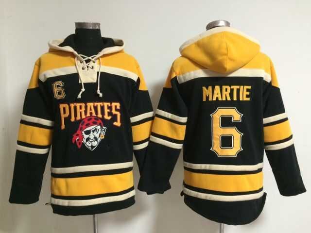 Pittsburgh Pirates Starling Marte 6# black yellow Baseball Hooded Sweatshirt