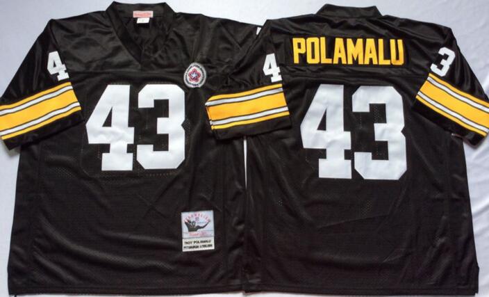 Pittsburgh Steelers 43 Troy Polamalu Throwback black men nfl football Jersey