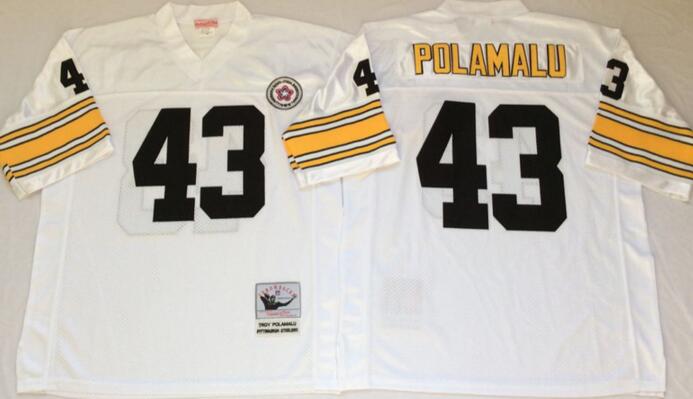 Pittsburgh Steelers 43 Troy Polamalu Throwback white men nfl football Jersey