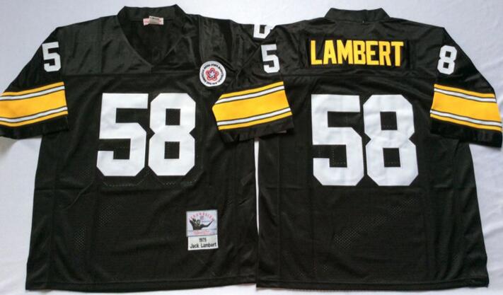 Pittsburgh Steelers 58 Jack Lambert black throwback men nfl football jersey