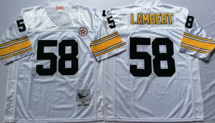 Pittsburgh Steelers 58 Jack Lambert white throwback men nfl football jersey