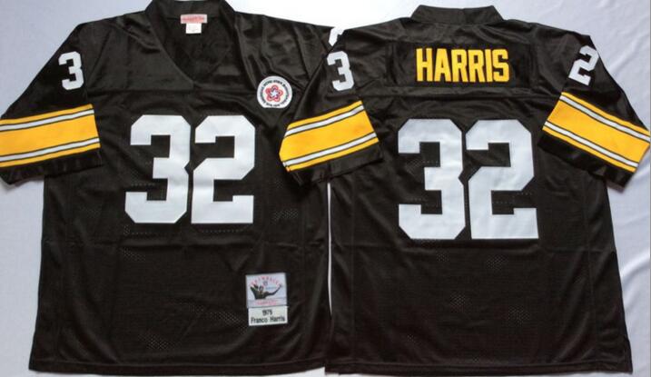 Pittsburgh Steelers Franco Harris 32 black throwback men nfl fotball Jersey