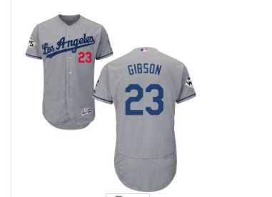 Men's Los Angeles Dodgers #23 Kirk Gibson Grey Flexbase Authentic Collection 2017 World Series Bound Stitched MLB Jersey