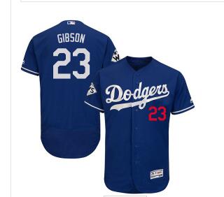 Men's Los Angeles Dodgers #23 Kirk Gibson Grey Flexbase Authentic Collection 2017 World Series Bound Stitched MLB Jersey