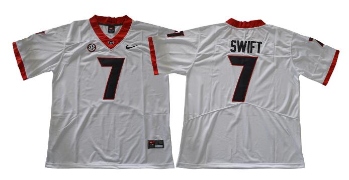 Men's Georgia Bulldogs #7 DAndre Swift White Stitched NCAA Nike College Football Jersey