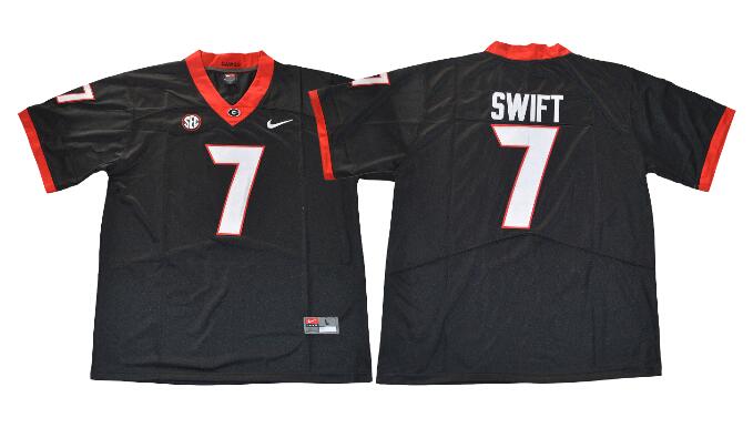 Men's Georgia Bulldogs #7 DAndre Swift Black Stitched NCAA Nike College Football Jersey