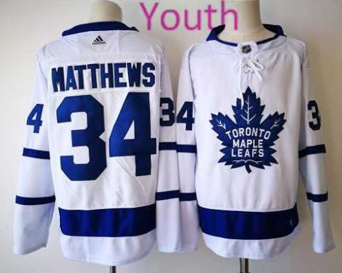 Youth/kids Adidas Maple Leafs #34 Auston Matthews Blue Home Stitched NHL Jersey-002