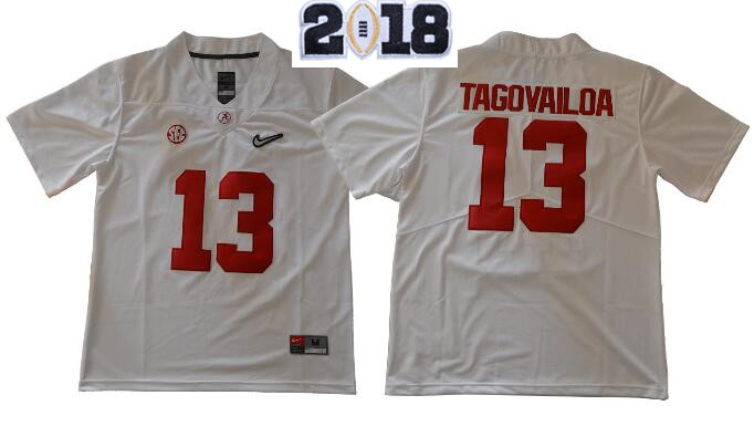 Alabama Crimson Tide Men 13 Tua Tagovailoa Football Jersey with 2018 Patch-001