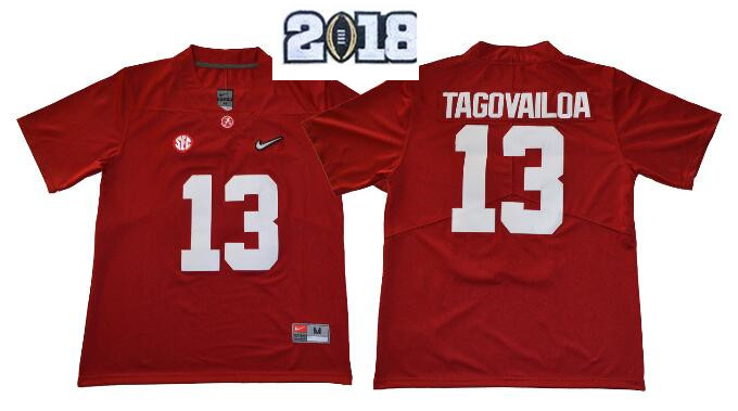 Alabama Crimson Tide Men 13 Tua Tagovailoa Football Jersey with 2018 Patch-002 Alabama Crimson Tide Men 13 Tua Tagovailoa Football Jersey with 2018 Patch-002
