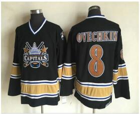 Men's Washington Capitals #8 Alex Ovechkin 2000-01 Black CCM Vintage Throwback Jersey