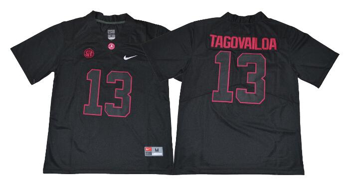 Alabama Crimson Tide Men 13 Tua Tagovailoa Football Jersey Black Color Alabama Crimson Tide Men 13 Tua Tagovailoa Football Jersey Black Color