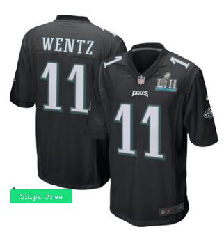 Men's Philadelphia Eagles Carson Wentz Nike  Super Bowl LII Bound Patch Game  Jersey-003