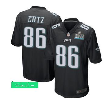 Men's Philadelphia Eagles Zach Ertz Nike Black Super Bowl LII Bound Patch  Football Jersey-001