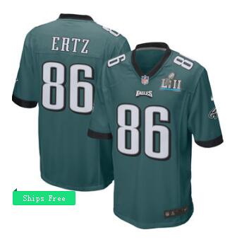 Men's Philadelphia Eagles Zach Ertz Nike Black Super Bowl LII Bound Patch  Football Jersey-002