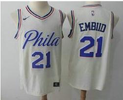 Men's Philadelphia 76ers #21 Joel Embiid Cream Nike City Edition Swingman Jersey