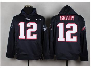 Men New England Patriots #12 Tom Brady Blue Sawyer Hooded Sweatshirt NFL Hoodie-001