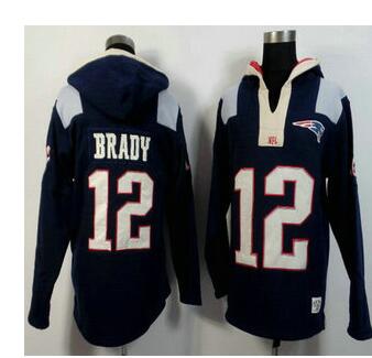 Men New England Patriots #12 Tom Brady Blue Sawyer Hooded Sweatshirt NFL Hoodie-002