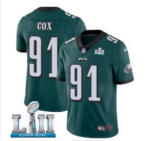 Men's Nike Eagles #91 Fletcher Cox  Super Bowl LII Stitched NFL Football Jersey