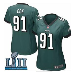 Women Nike Philadelphia Eagles #91 Fletcher Cox 2018 Super Bowl LII Game Jersey