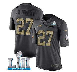 Men's Nike Eagles #27 Malcolm Jenkins Black Super Bowl LII Stitched NFL Limited 2016 Salute To Service Jersey