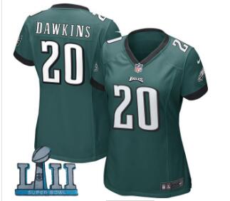 Women Nike Philadelphia Eagles #20 Brian Dawkins 2018 Super Bowl LII Game Jersey-002