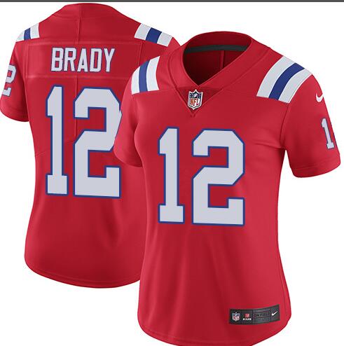 Women Nike New England Patriots #12 Tom Brady Red Alternate Stitched NFL Vapor Untouchable Limited Jersey
