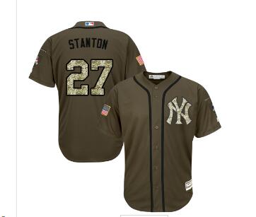 Men's New York Yankees #27 Giancarlo Stanton Green Salute to Service Stitched MLB Jersey