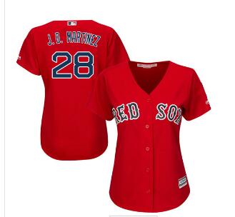 Boston Red Sox #28 J. D. Martinez Red Alternate Women's Stitched MLB Jersey