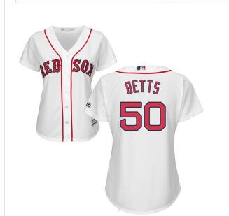 Women's Boston Red Sox #50 Mookie Betts  Home Stitched MLB  Jersey-001