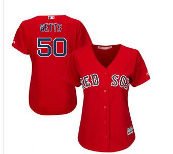 Women's Boston Red Sox #50 Mookie Betts  Home Stitched MLB  Jersey-004