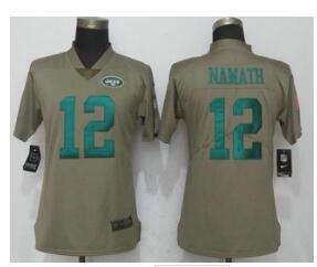 Women's New York Jets #12 Joe Namath Olive 2017 Salute To Service Stitched NFL Nike Limited Jersey