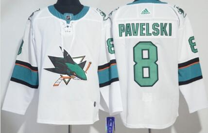 Sharks 8 Joe Pavelski White Adidas Jersey