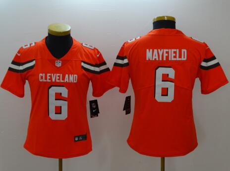 Women Nike Cleveland Browns #6 Baker Mayfield 2018 NFL Draft Pick Football Jersey-001