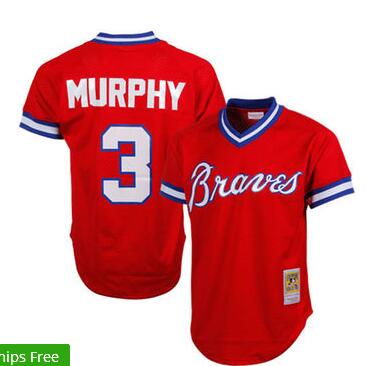 Men's Atlanta Braves Dale Murphy Mitchell & Ness Red 1980  Cooperstown Collection  Batting Practice Jersey