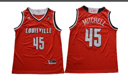 Louisville Cardinals 45 Donavan Mitchell Colleage Basketball Jerseys-001