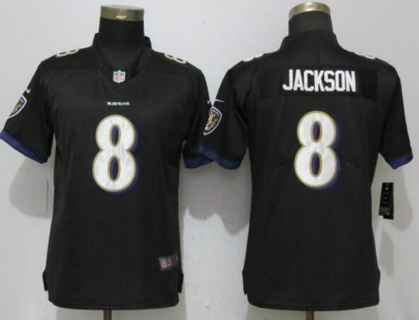 Women New Nike Baltimore Ravens 8 Jackson  2017 Vapor Untouchable Elite Playey  Jersey