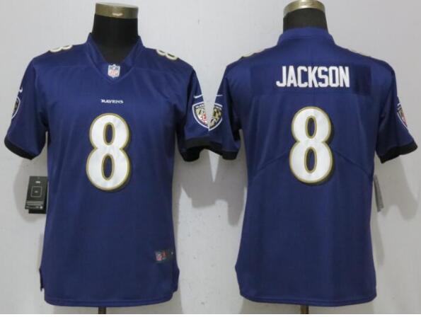 Women New Nike Baltimore Ravens 8 Jackson  2017 Vapor Untouchable Elite Playey  Jersey